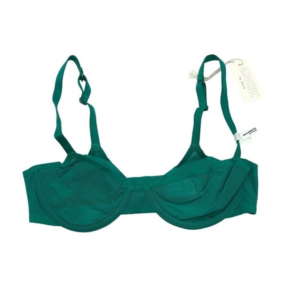 Aerie Smoothez Microfiber Unlined Balconette Bra Green Underwire Size 34D NWT 11